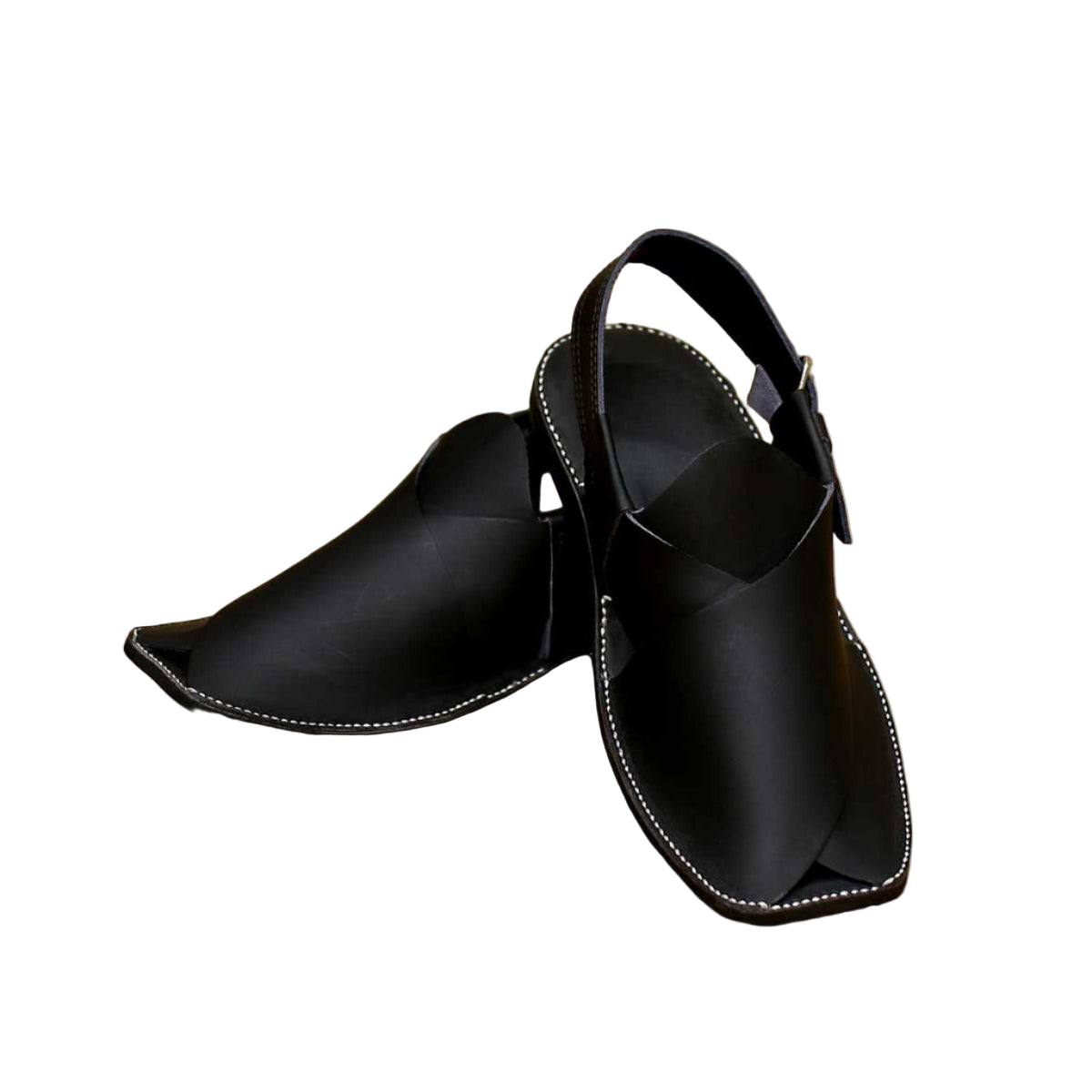 Premium Handmade Black Peshawari Chappal