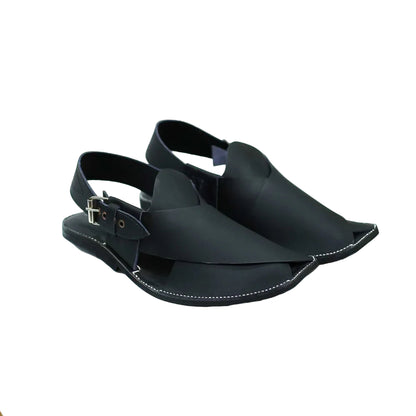 Premium Handmade Black Peshawari Chappal