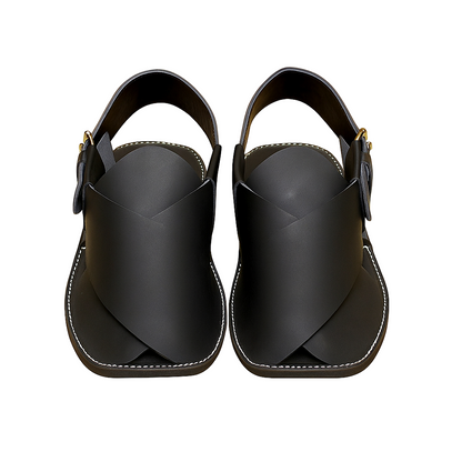 Premium Handmade Black Peshawari Chappal