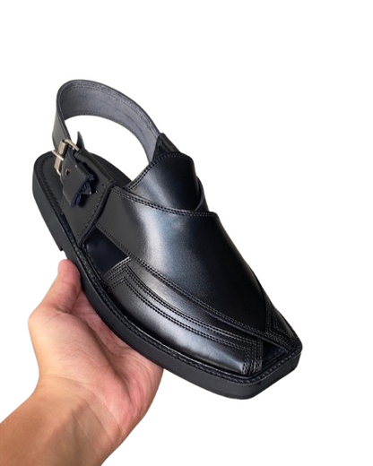 Handmade Black Peshawari Chappal for Men