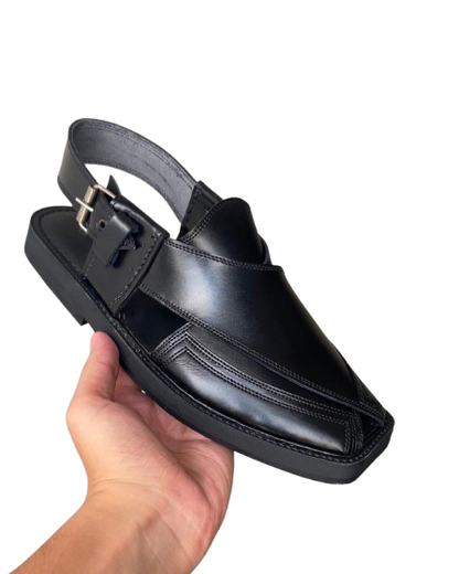 Handmade Black Peshawari Chappal for Men
