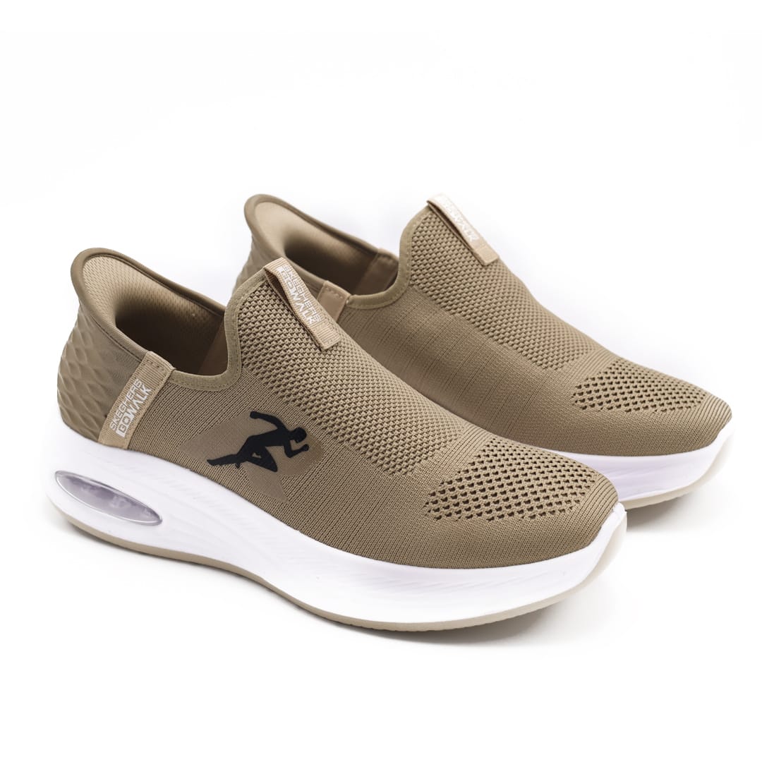 Men's Athletic Slip-On Running Sneakers – Beige