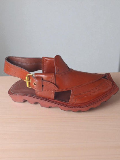 Handmade Mustard Peshawari Chappal with Double Sole